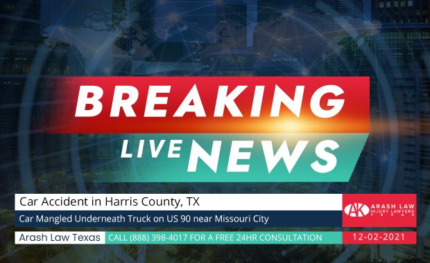 [12-02-2021] Harris County, TX - Car Mangled Underneath Truck on US 90 near Missouri City